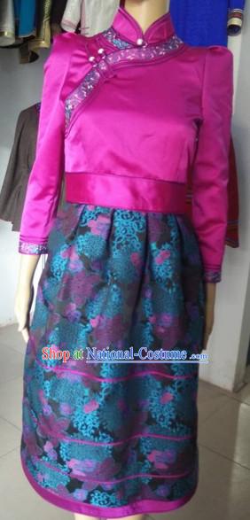 Chinese Mongolian Minority Mongol Women Dress Mongolia Minority Dresses Ethnic Mongolian Costume Complete Set