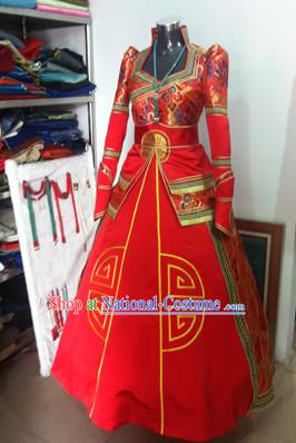 Chinese Mongolian Minority Mongol Women Dress Mongolia Minority Dresses Ethnic Mongolian Costume Complete Set