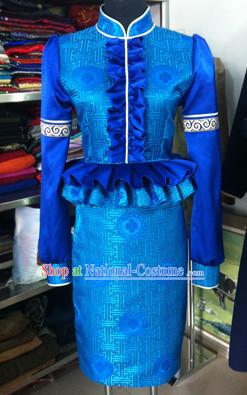 Chinese Mongolian Minority Mongol Women Dress Mongolia Minority Dresses Ethnic Mongolian Costume Complete Set