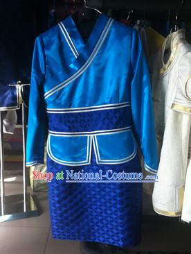 Chinese Mongolian Minority Mongol Women and Men Dress Mongolia Minority Dresses Ethnic Mongolian Costume Complete Set