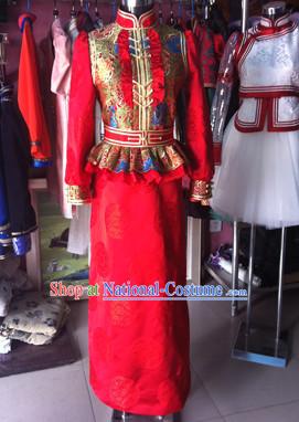 Chinese Mongolian Minority Mongol Women Dress Mongolia Minority Dresses Ethnic Mongolian Costume Complete Set