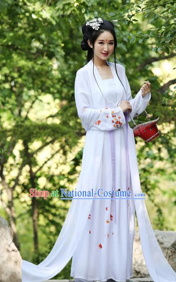 Ancient Chinese Women Dresses White Hanfu Girls China Classical Clothing Histroical Dress Traditional National Costume Complete Set