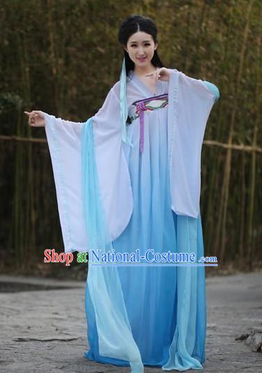 Ancient Chinese Women Dresses Blue Hanfu Girls China Classical Clothing Histroical Dress Traditional National Costume Complete Set