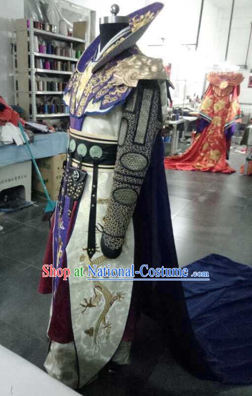 Top China Emperor Embroidered Robe Dragon Costumes Complete Set