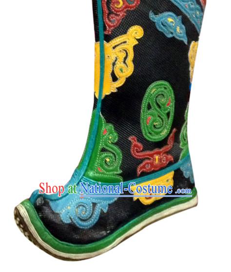 Chinese Handmade Mongolian Long Boots Minority Mongol Shoes Mongolia Boot