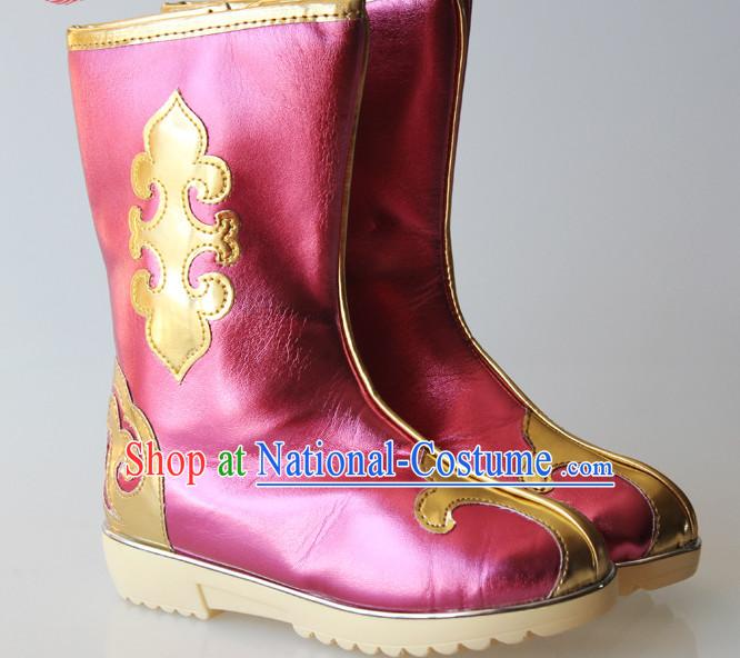 Chinese Handmade Mongolian Long Boots Minority Mongol Shoes Mongolia Boot