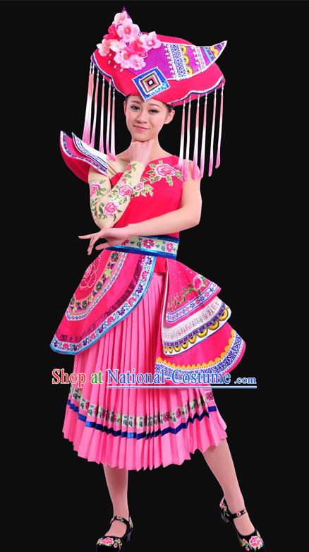 Zhuang Minority Women Dresses Ethnic Clothing Minority Dance Costume Minority Dress