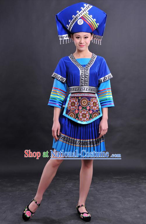 Zhuang Minority Women Dresses Ethnic Clothing Minority Dance Costume Minority Dress