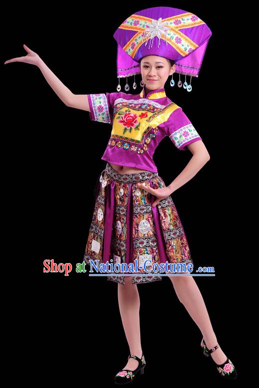 Zhuang Minority Women Dresses Ethnic Clothing Minority Dance Costume Minority Dress