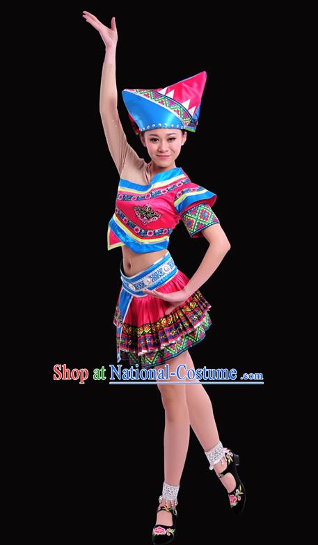 Zhuang Minority Women Dresses Ethnic Clothing Minority Dance Costume Minority Dress