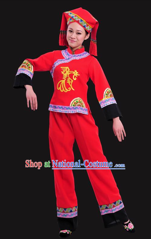 Zhuang Minority Women Dresses Ethnic Clothing Minority Dance Costume Minority Dress