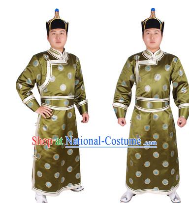 Mongolian Men Minority Mongol Mongolia Robe and Hat Complete Set