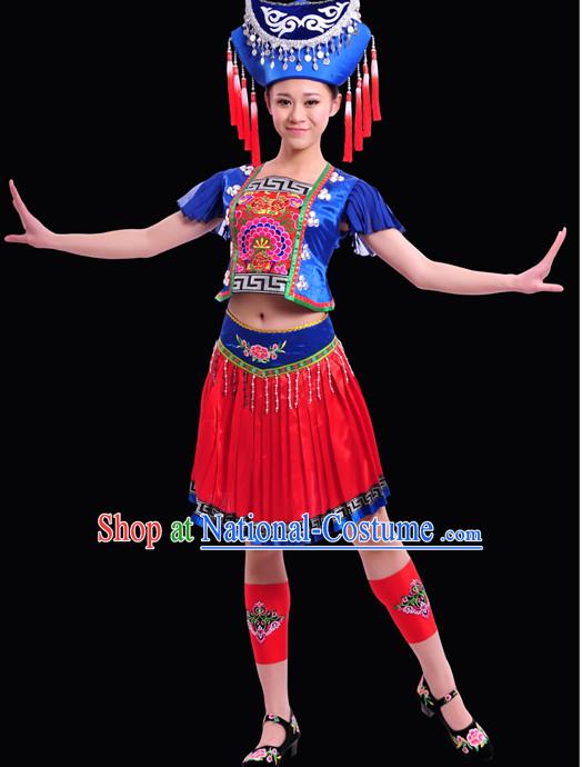 Zhuang Minority Women Dresses Ethnic Clothing Minority Dance Costume Minority Dress