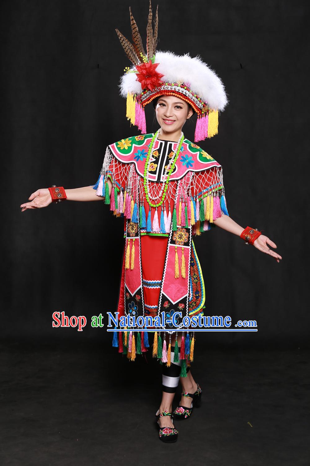 Chinese Gaoshan Taiwan Minority Women Dresses Ethnic Clothing Minority Dance Costume Minority Dress Complete Set for Women