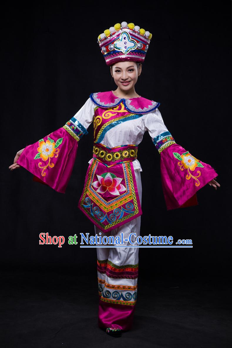 Chinese Minority Women Dresses Ethnic Clothing Minority Dance Costume Minority Dress Complete Set for Women