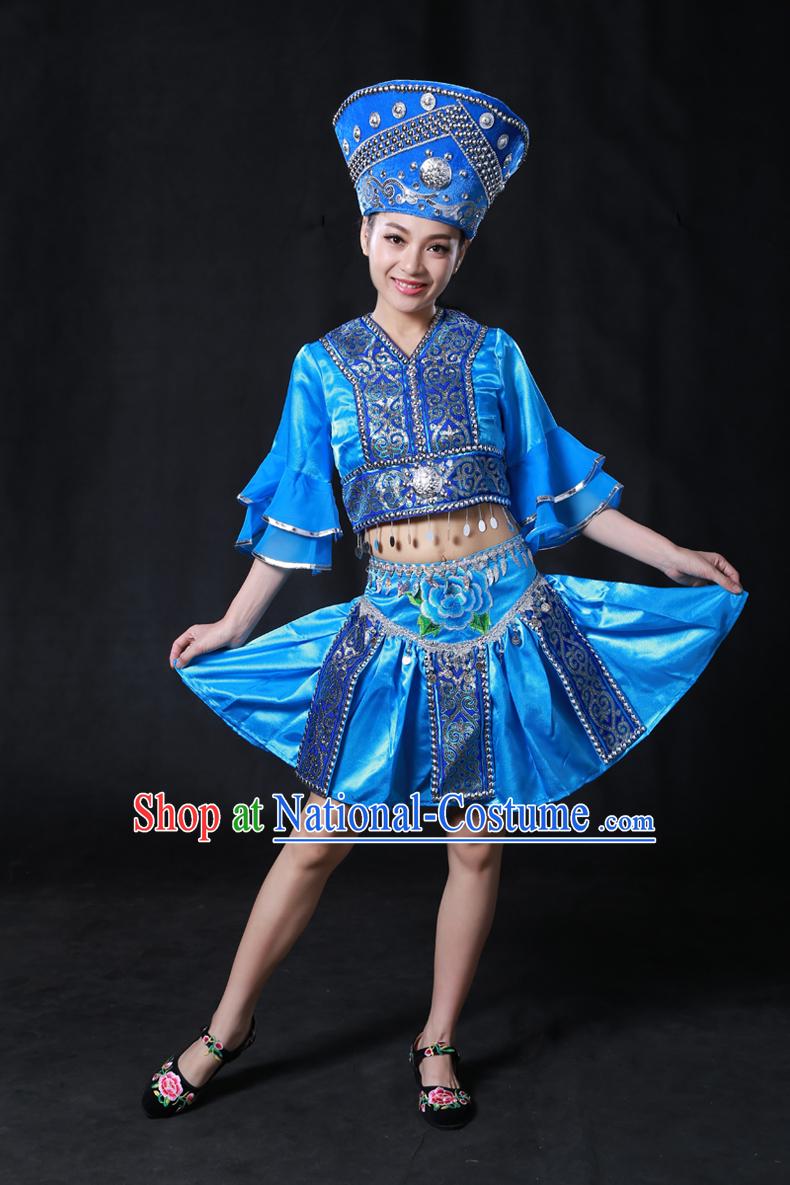 Chinese Yi Minority Women Dresses Ethnic Clothing Minority Dance Costume Minority Dress Complete Set