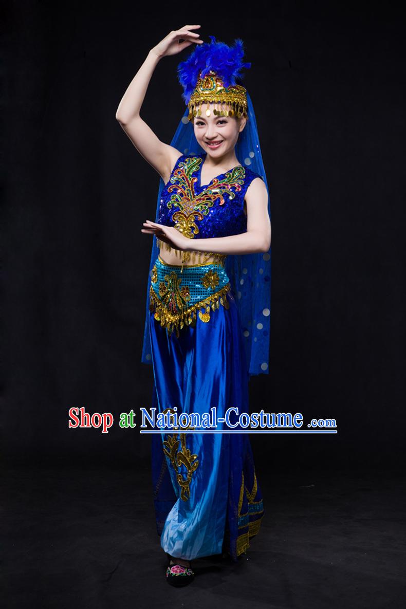 Chinese Xinjiang Yi Lao Miao Zhuang Bai Yao Minority Women Dresses Ethnic Clothing Minority Dance Costume Minority Dress Complete Set