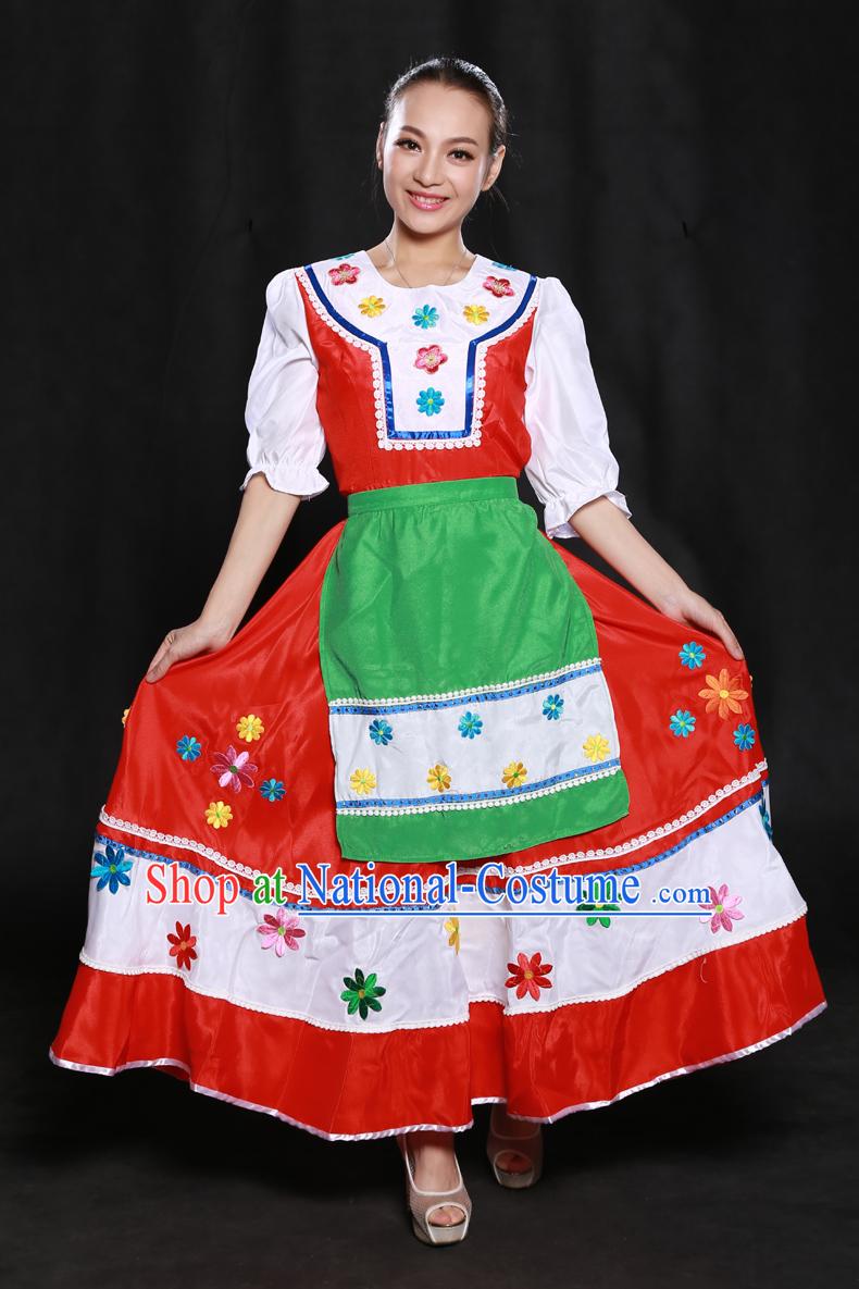 Chinese Xinjiang Yi Lao Miao Zhuang Bai Yao Minority Women Dresses Ethnic Clothing Minority Dance Costume Minority Dress Complete Set