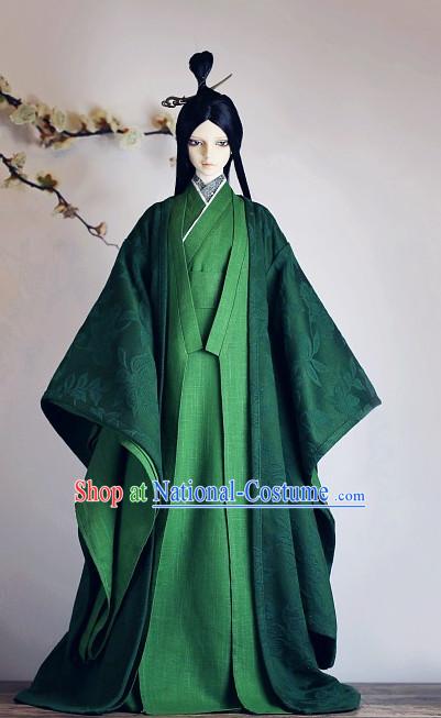 Ancient Chinese Prince Costumes Clothing Traditional Costumes Green Hanfu Complete Set