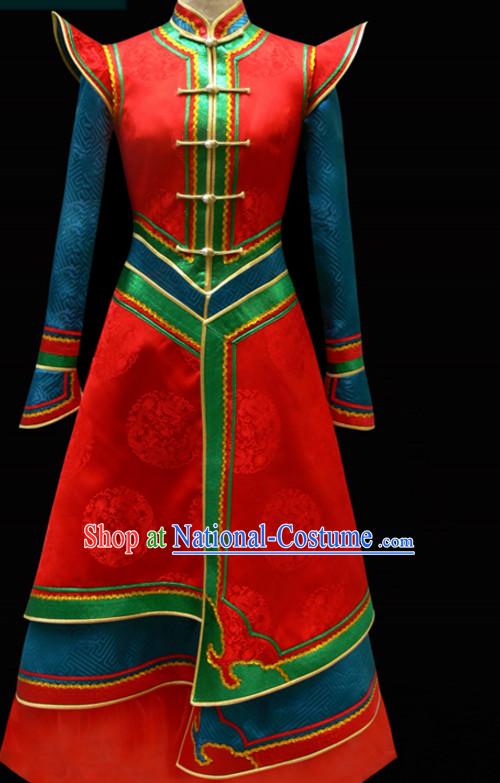 Mongolian Minority Empress Mongol Mongolia Princess Clothing Ethnic Traditional Costumes Complete Set