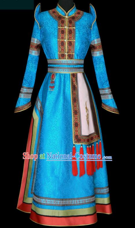 Mongolian Minority Empress Mongol Mongolia Princess Clothing Ethnic Traditional Costumes Complete Set