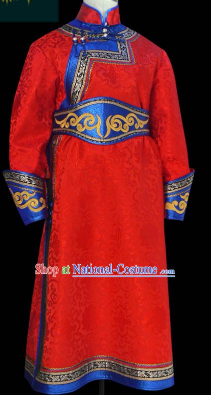 Mongolian Minority Emperor Mongol Mongolia Prince Clothing Ethnic Traditional Costumes Complete Set