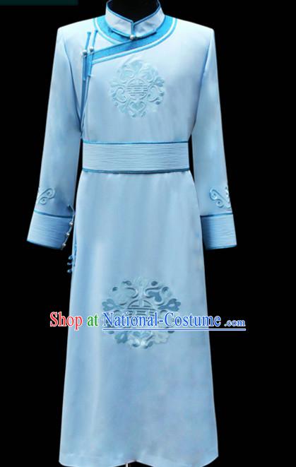 Chinese Mongolian Minority Emperor Mongol Long Robe Mongolia Prince Clothing Ethnic Traditional Costumes Complete Set