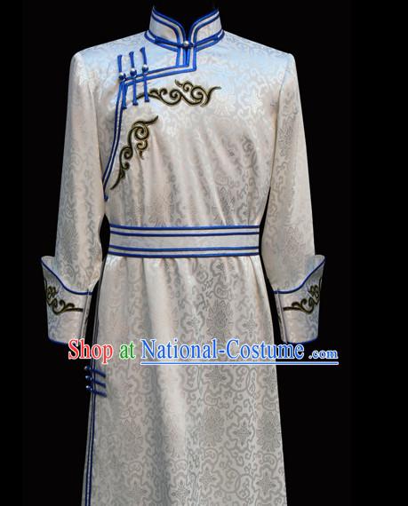 Asian Mongolian Minority Emperor Mongol Long Robe Mongolia Prince Clothing Ethnic Traditional Costumes Complete Set