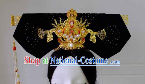 Chinese Qing Dynasty Traditional Empress Headwear Princess Headdress Imperial Hairpiece Palace Hair Ornaments Royal Head Pieces Set