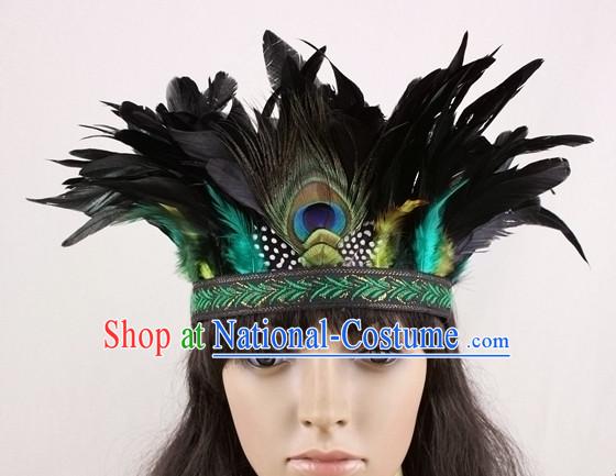 Handmade Peacock Feather Hair Pin Hair Accessory Headwear Hair Accessorie Head Dress Head Piece Jewel Hat Set