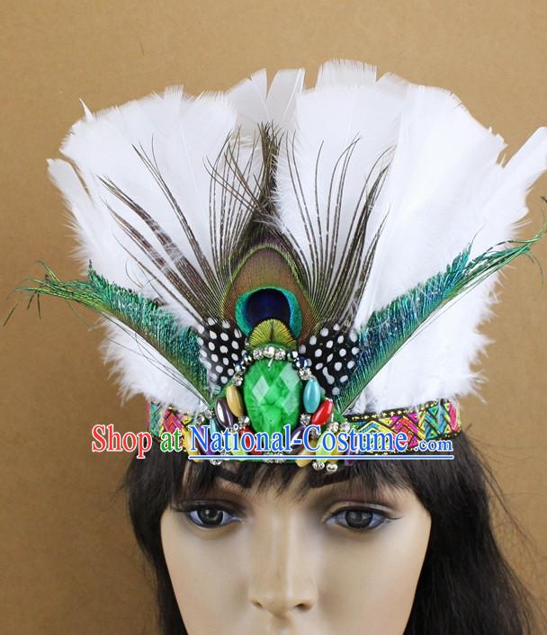 Handmade Peacock Feather Hair Pin Hair Accessory Headwear Hair Accessorie Head Dress Head Piece Jewel Hat Set