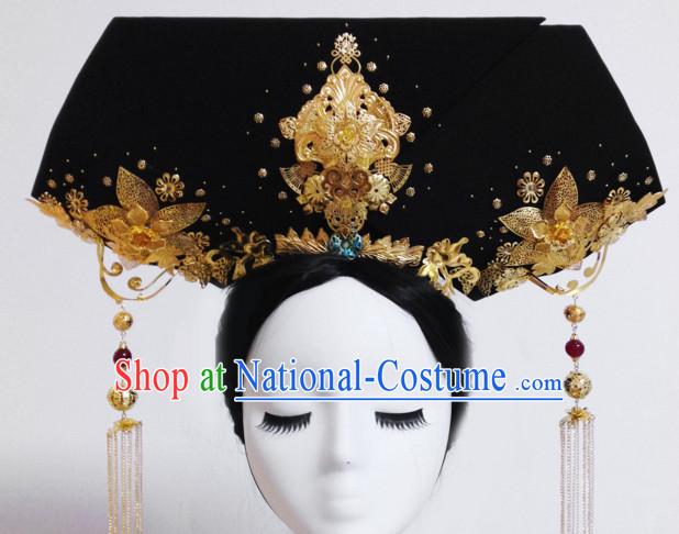 Chinese Traditional Qing Empress Headwear Princess Headdress Imperial Hairpiece Palace Hair Ornaments Royal Head Pieces Set