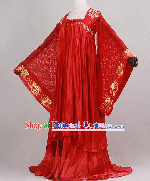 hanfu clothing handmade vest bjd qi pao princess dress Chinese fairy hand painted red wedding