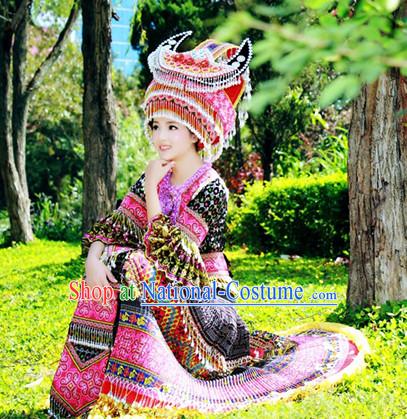 Hmong Minority Miao Clothing Ethnic Miao Minority Dance Costume Minority Dress Dance Miao Costumes Hat