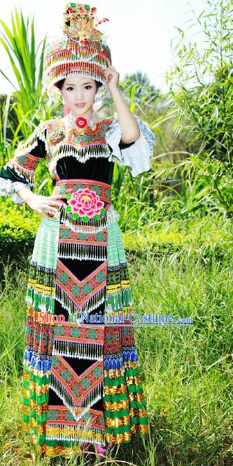 Hmong Women Minority Dresses Miao Girls Clothing Ethnic Miao Minority Dance Costume Minority Dress Dance Miao Costumes Complete Set