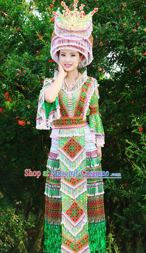 Hmong Women Minority Dresses Miao Girls Clothing Ethnic Miao Minority Dance Costume Minority Dress Dance Miao Costumes Complete Set