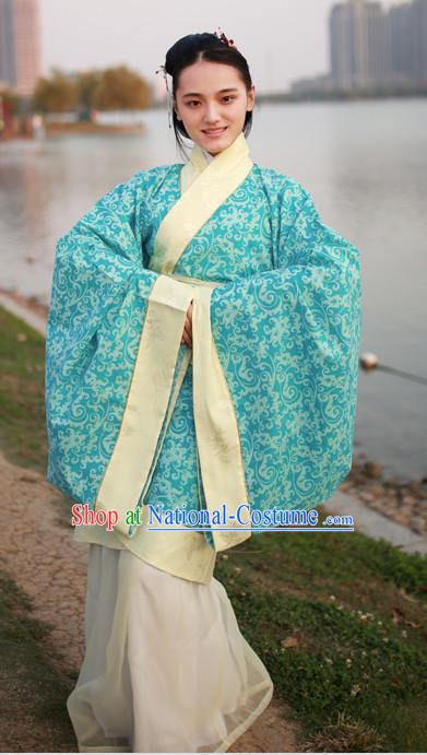 Ancient Chinese Ming Dynasty Beauty Hanfu Costumes and Hair Jewelry Complete Set for Women