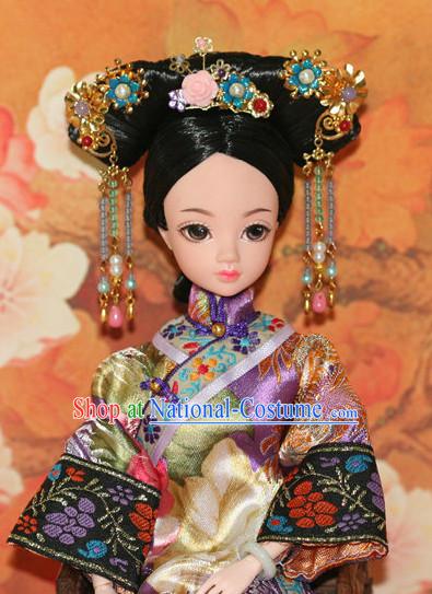 Traditional Chinese Qing Empress Headpiece Princess Headdress Palace Hair Decorations Royal Hair Sticks Head Gear Hair Decoration Set