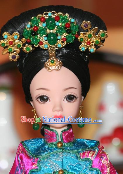 Traditional Chinese Qing Empress Headpiece Princess Headdress Palace Hair Decorations Royal Hair Sticks Head Gear Hair Decoration Set