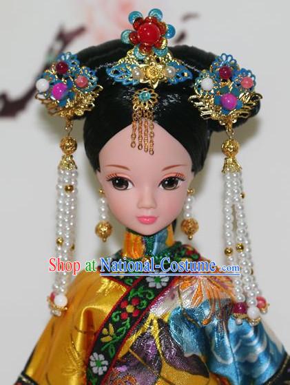 Traditional Chinese Qing Empress Headpiece Princess Headdress Palace Hair Decorations Royal Hair Sticks Head Gear Hair Decoration Set