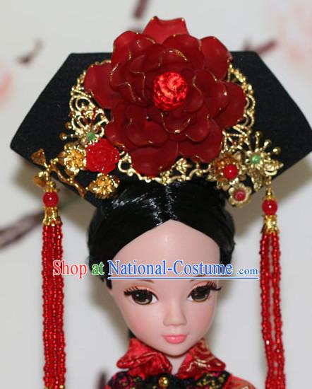 Traditional Chinese Qing Empress Headpiece Princess Headdress Palace Hair Decorations Royal Hair Sticks Head Gear Hair Decoration Set