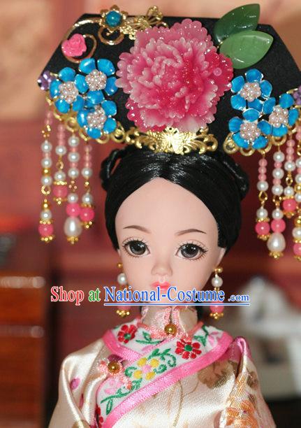 Traditional Chinese Qing Empress Headpiece Princess Headdress Palace Hair Decorations Royal Hair Sticks Head Gear Hair Decoration Set