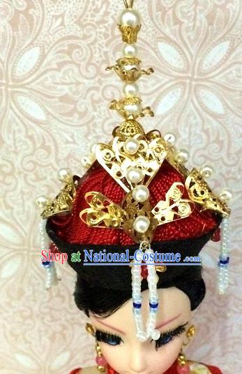 Traditional Chinese Women Qing Empress Headpiece Princess Headdress Palace Hair Decorations Royal Hair Sticks Head Gear Hair Decoration Set