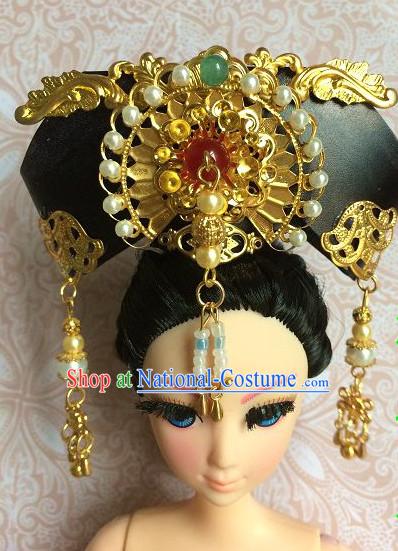 Traditional Chinese Women Qing Empress Headpiece Princess Headdress Palace Hair Decorations Royal Hair Sticks Head Gear Hair Decoration Set