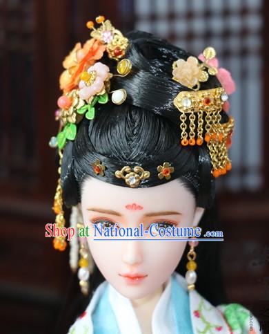 Traditional Chinese Women Qing Empress Headpiece Princess Headdress Palace Hair Decorations Royal Hair Sticks Head Gear Hair Decoration Set