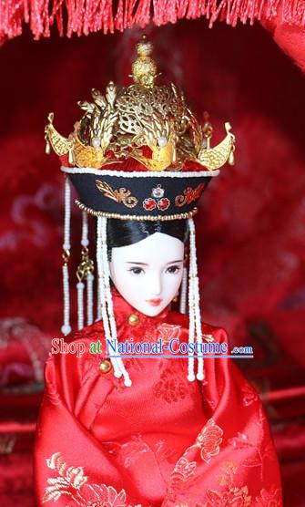 Traditional Chinese Women Qing Empress Headpiece Princess Headdress Palace Hair Decorations Royal Hair Sticks Head Gear Hair Decoration Set