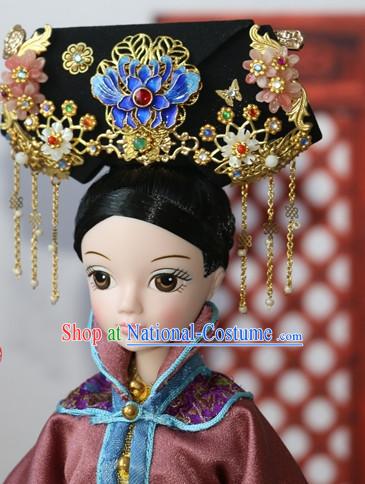 Traditional Chinese Women Qing Empress Headpiece Princess Headdress Palace Hair Decorations Royal Hair Sticks Head Gear Hair Decoration Set