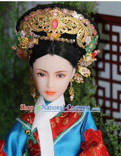 Traditional Chinese Women Qing Empress Headpiece Princess Headdress Palace Hair Decorations Royal Hair Sticks Head Gear Hair Decoration Set