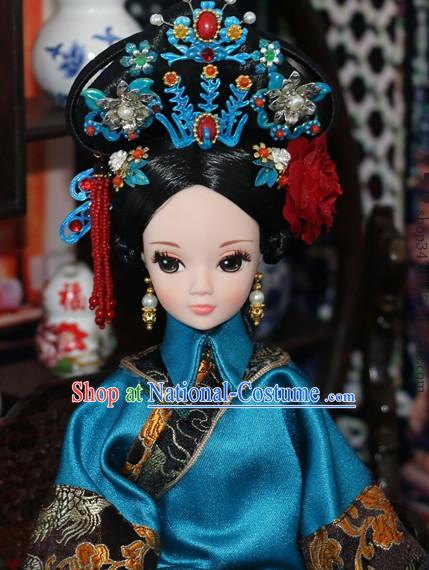 Traditional Chinese Women Qing Empress Headpiece Princess Headdress Palace Hair Decorations Royal Hair Sticks Head Gear Hair Decoration Set