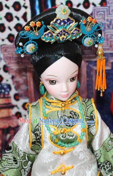 Traditional Chinese Women Qing Empress Headpiece Princess Headdress Palace Hair Decorations Royal Hair Sticks Head Gear Hair Decoration Set